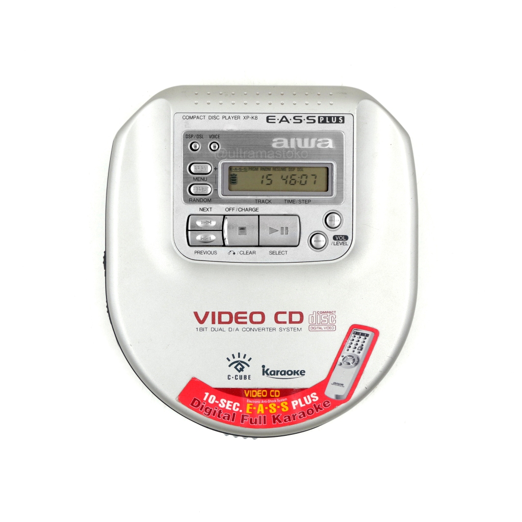 Pemutar Video CD Portable - aiwa XP-K8 - Audio/Video CD Player Discman didukung Electronik Anti-shoc