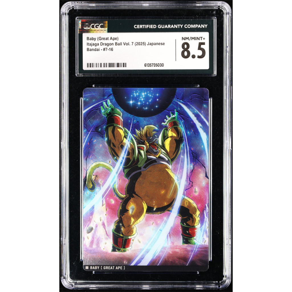 Kartu TCG Dragon Ball 2025 Itajaga JPN Baby Great Ape 7-16 Graded CGC 8.5 NM/MINT+