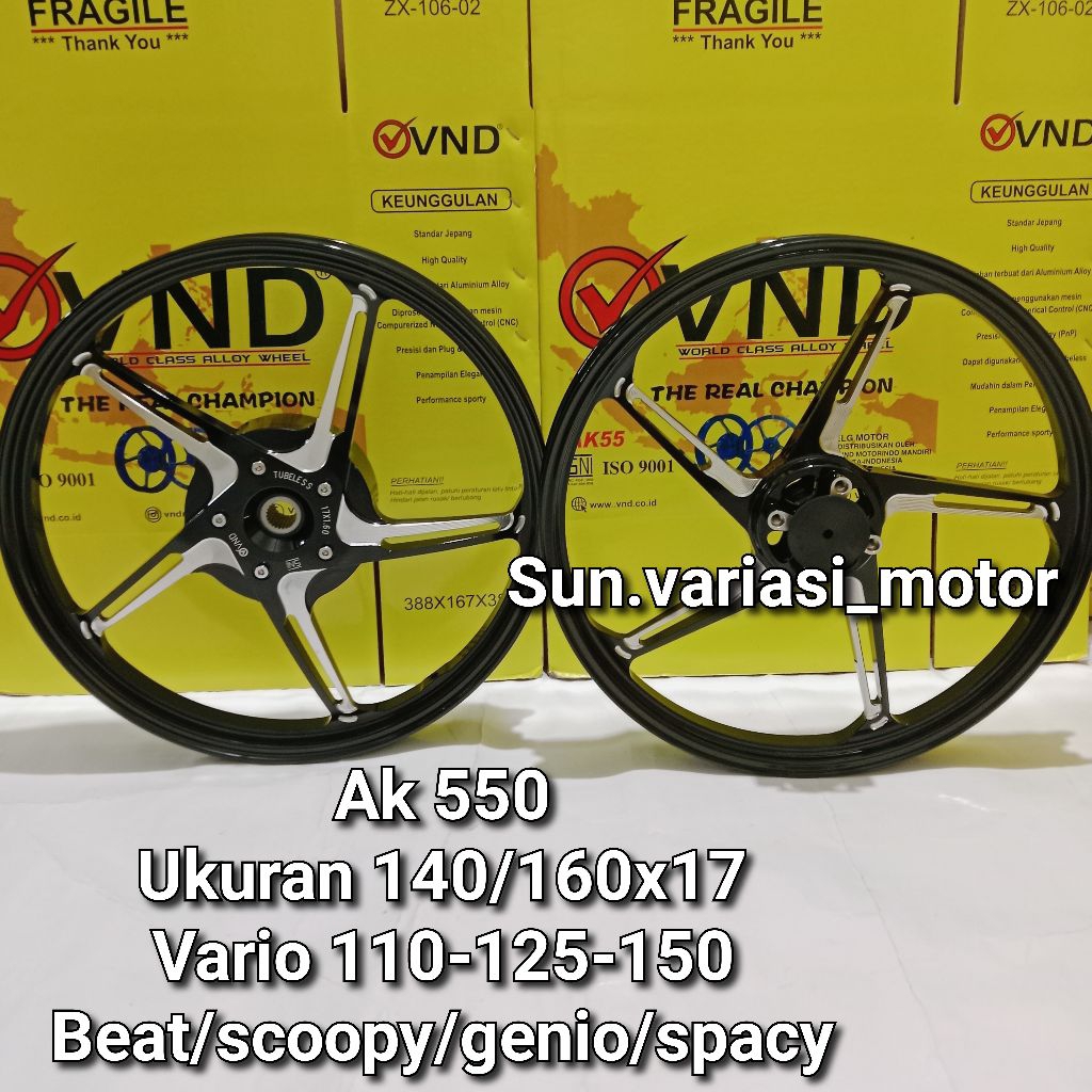VND VELG AK550 R17 UK 140/160x17 VARIO 125/150 BEAT KARBU/BEAT FI/BEAT ESP BEAT POP AK 550 VND AK550
