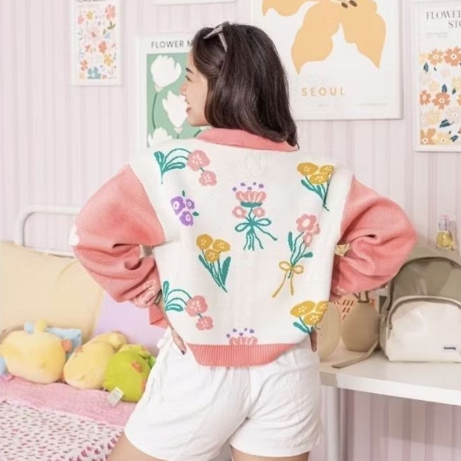 PADDY FLOWER MARKET CARDIGAN RAJUT RAINBOW IMPORT KNITWEAR Celana Kullot Rok Import