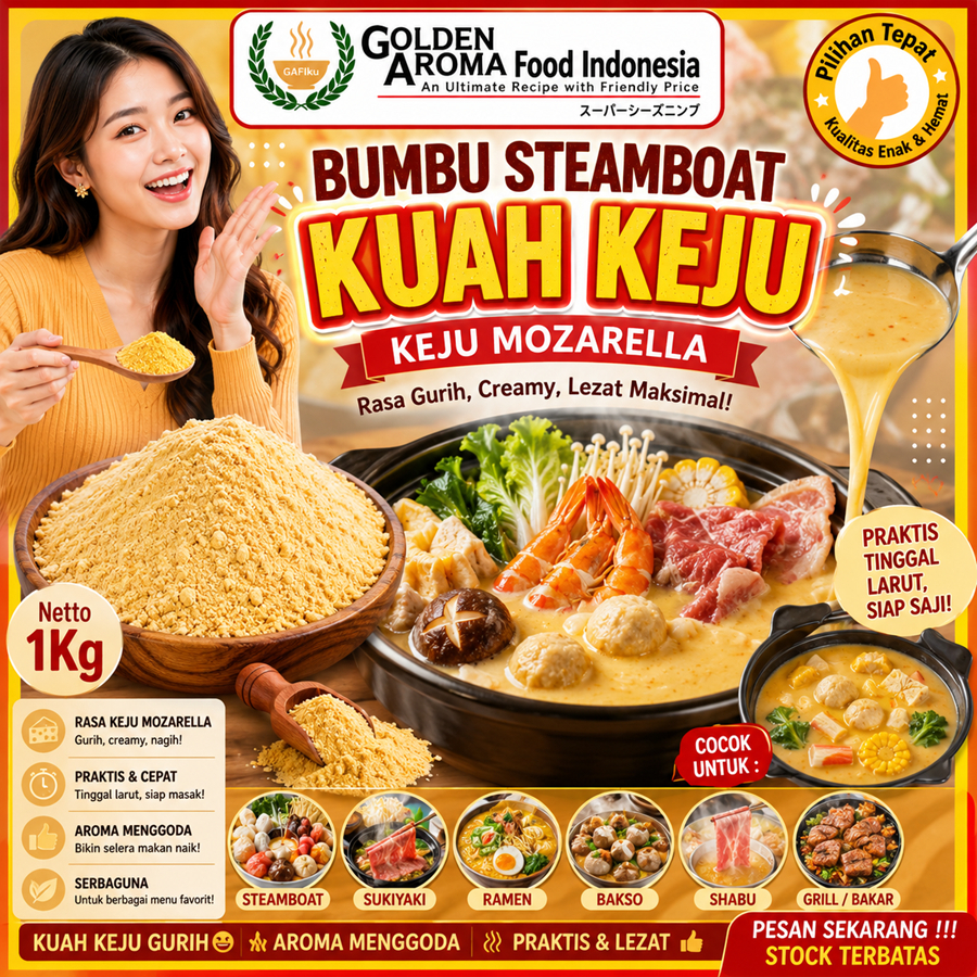 BUMBU Bubuk  SUKI INSTAN Kuah Keju Mozarella 1 Kg Steamboat Shabu Hotpot Bumbu Instant Tomyum Suki S