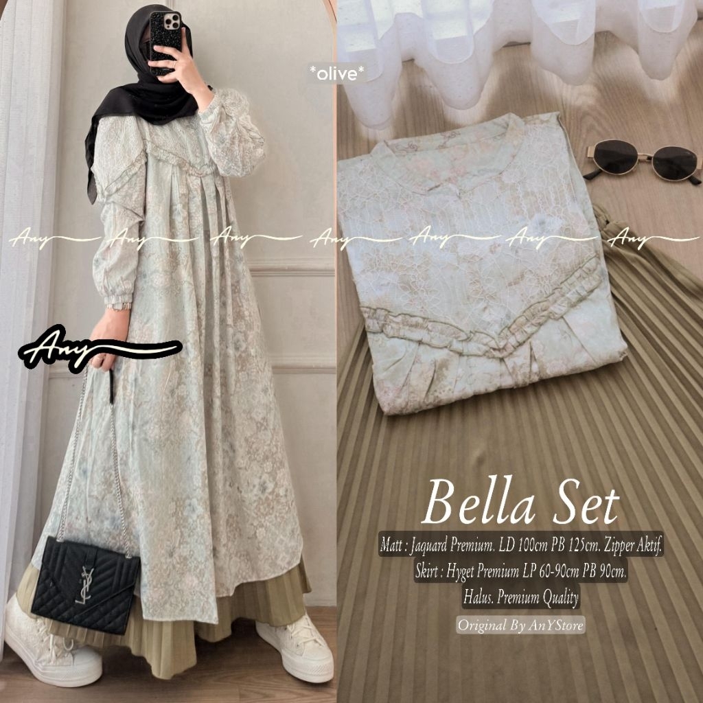 Yohana setelan midi dress dan rok plisket by A.N.Y gamis jumbo ld 120 dress ceruty premium long tuni