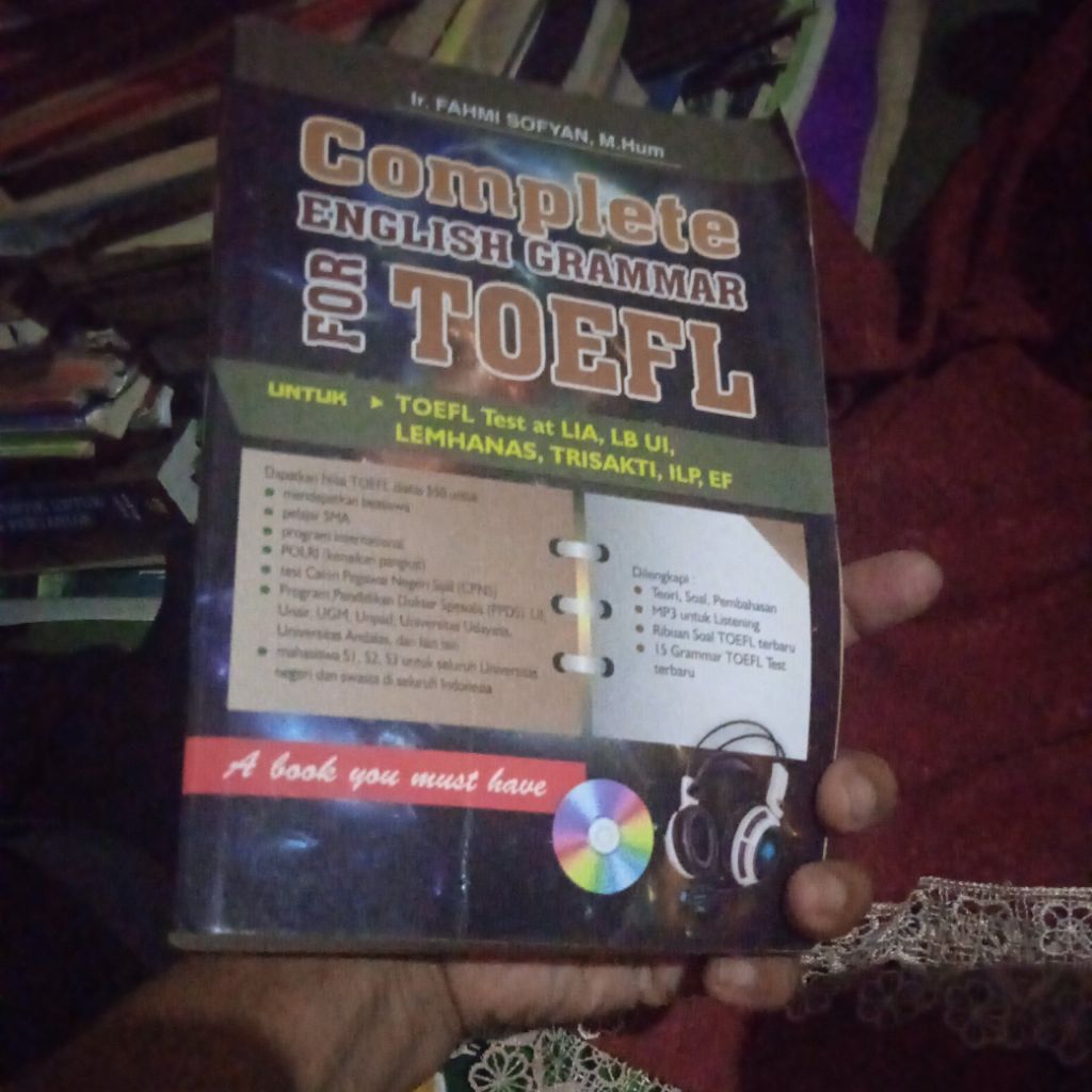 buku Complete English Grammar For TOEFL, untuk TOEFL Test at LIA,LB UI, Lemhannas, Trisakti,ILF, EF,
