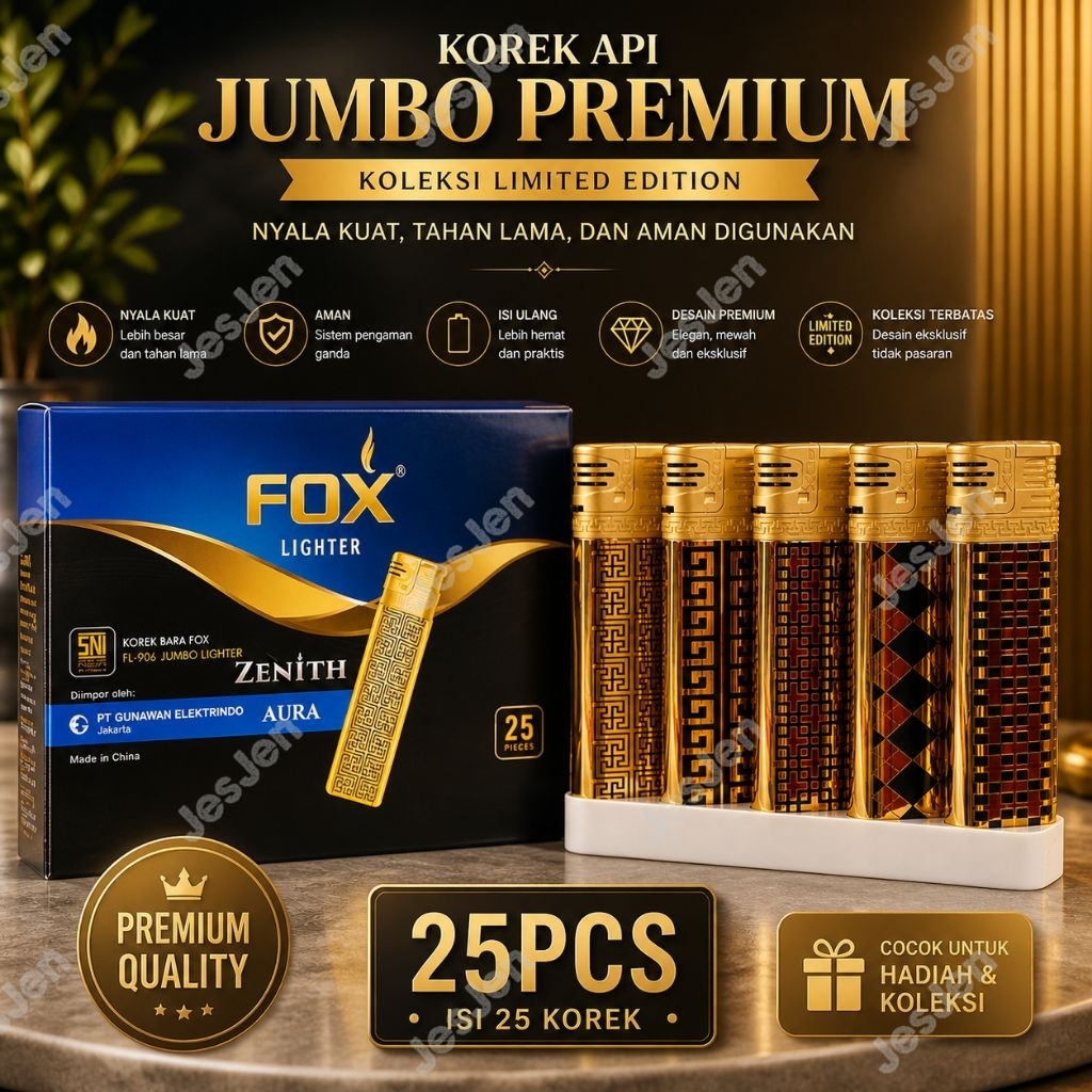 KOREK JUMBO FOX ZENITH AURA isi 25pcs / Korek JUMBO bara grosir
