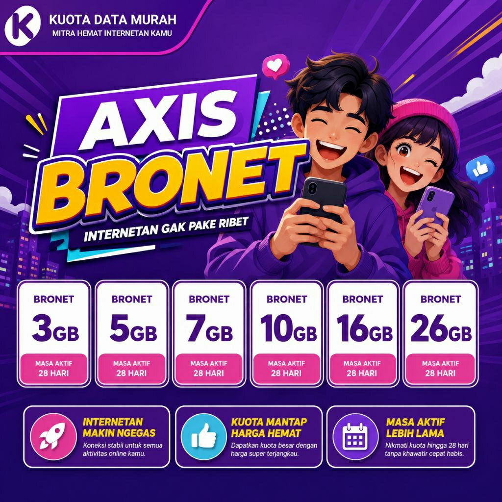Kuota AXIS Bronet 3GB 5GB 7GB 10GB 16GB 26GB 28 Hari - Paket Data Murah Internet Cepat