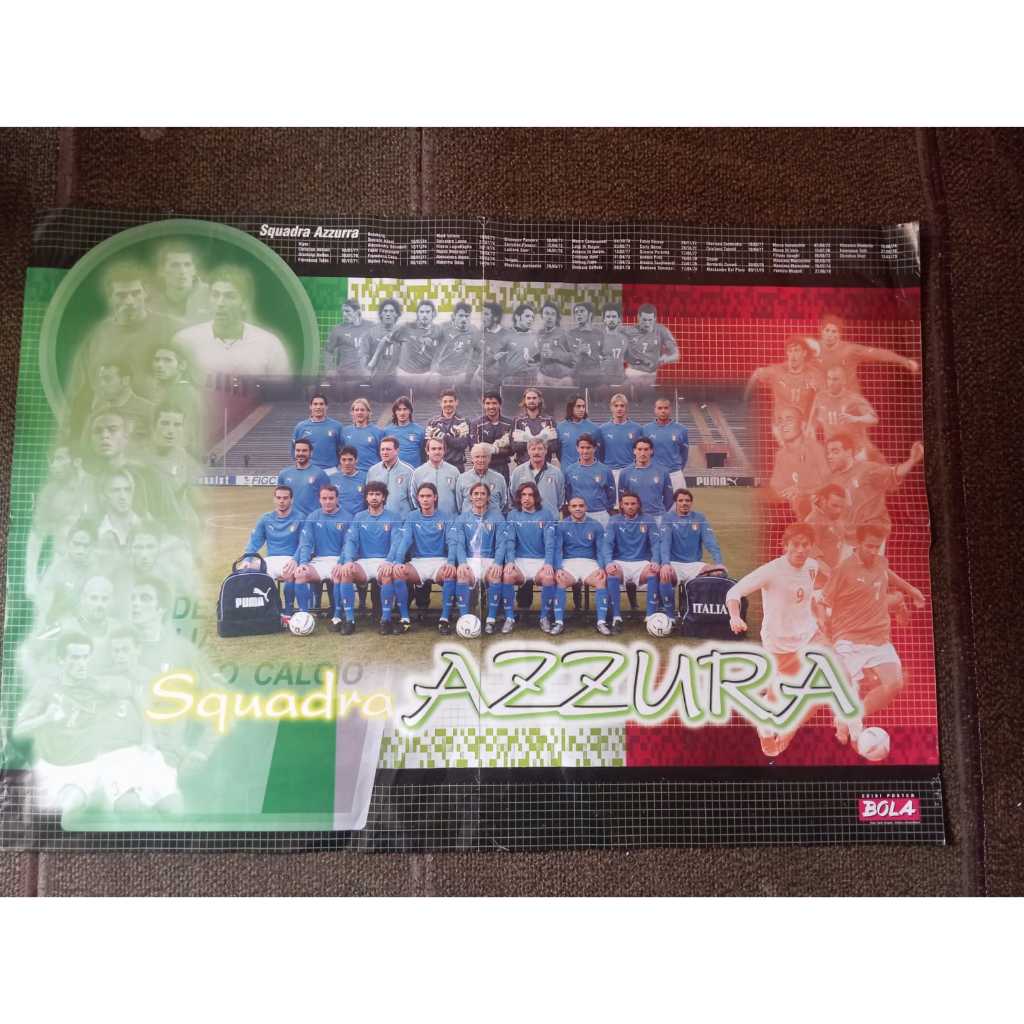 Poster Majalah Bola Italy National Football Team Soccer Azzura
