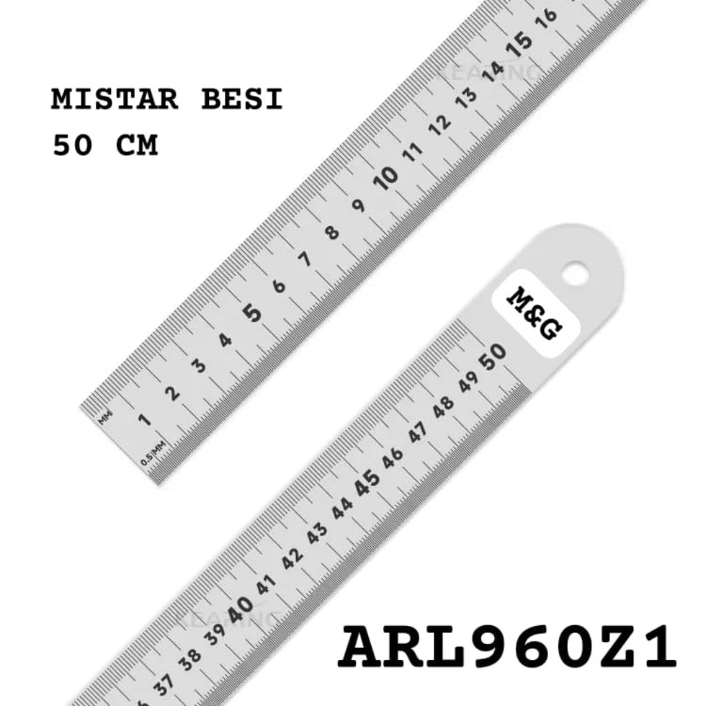 MISTAR BESI 50 CM M&G ARL960Z1 STAINLESS TEBAL / MISTAR MG / MISTAR BESI / MISTAR STAINLESS / STAINL