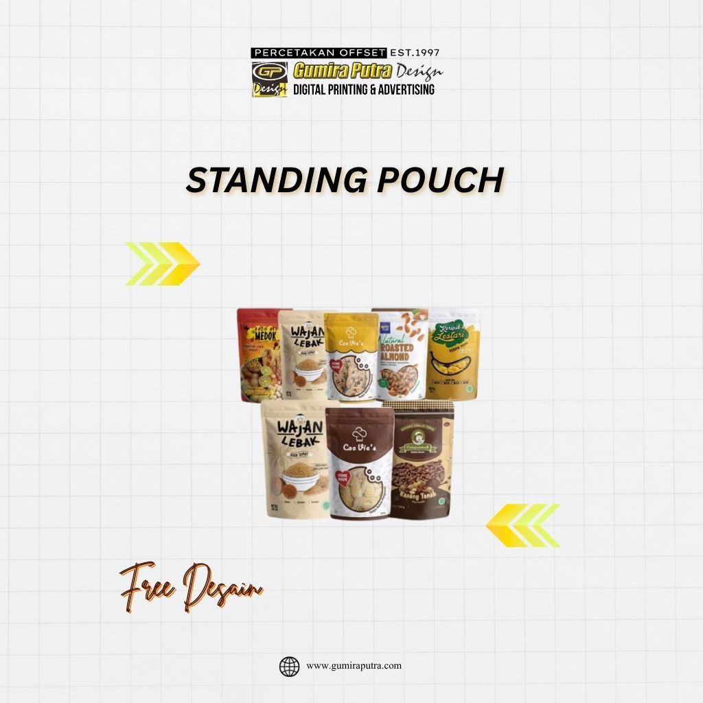 Plastik Standing Pouch Custom dengan Desain Berdiri