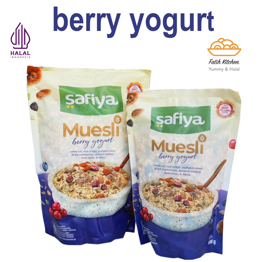 SAFIYA Muesli Berry Yogurt Sereal Oatmeal With Almond & Dried Fruit Sarapan Diet Sehat Tinggi Serat