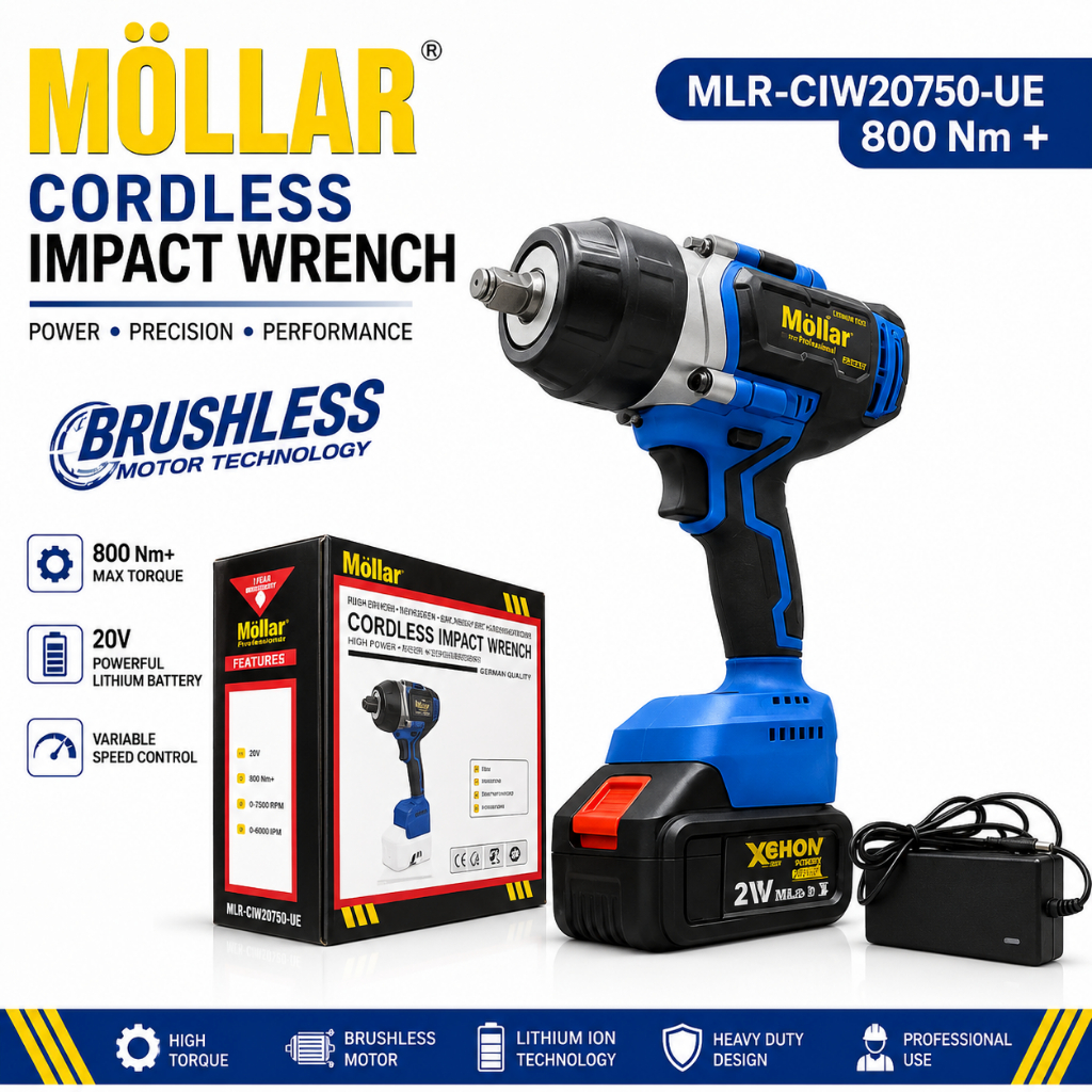 MOLLAR CIW20750-U/UE IMPACT WRENCH CORDLESS CIW 20750 1200 Nm ALAT BUKA BAUT BATERAI 1200Nm