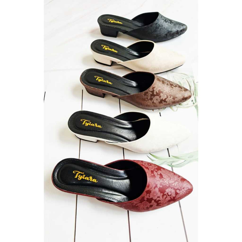 Sandal Heels Mules Wanita Tinggi Hak 3 cm