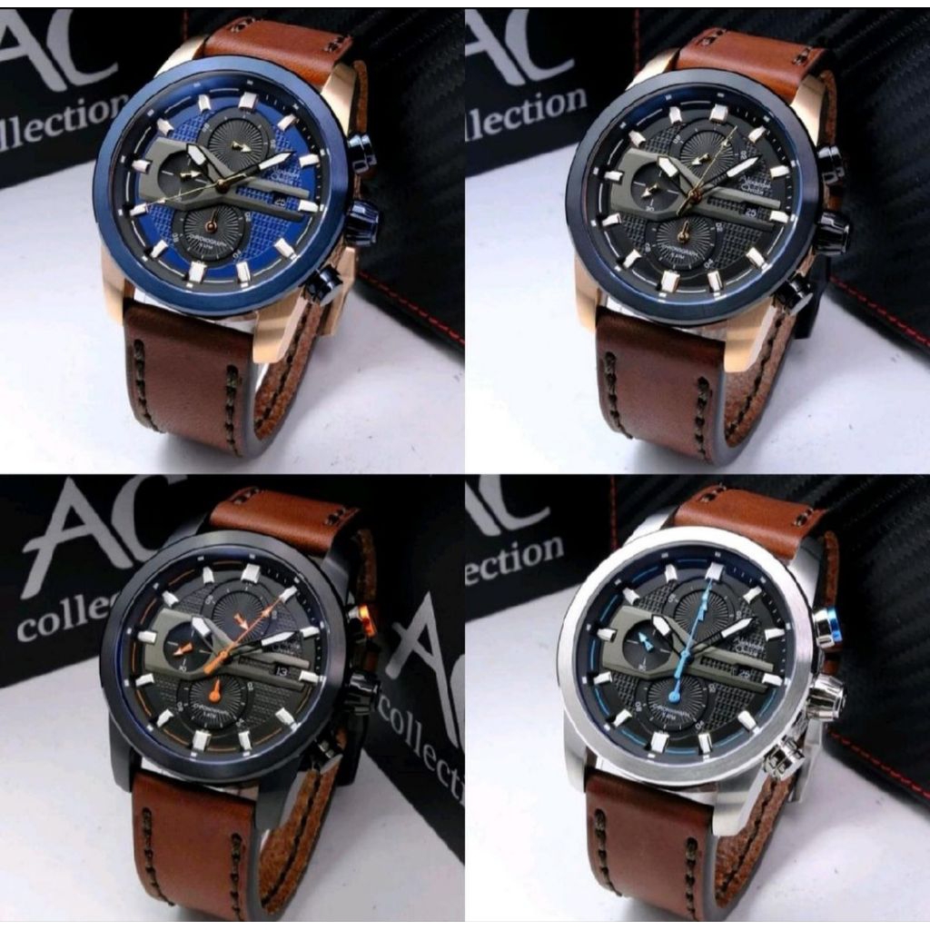 JAM TANGAN PRIA ALEXANDRE CHRISTIE AC6562 AC 6562LEATHER ORIGINAL