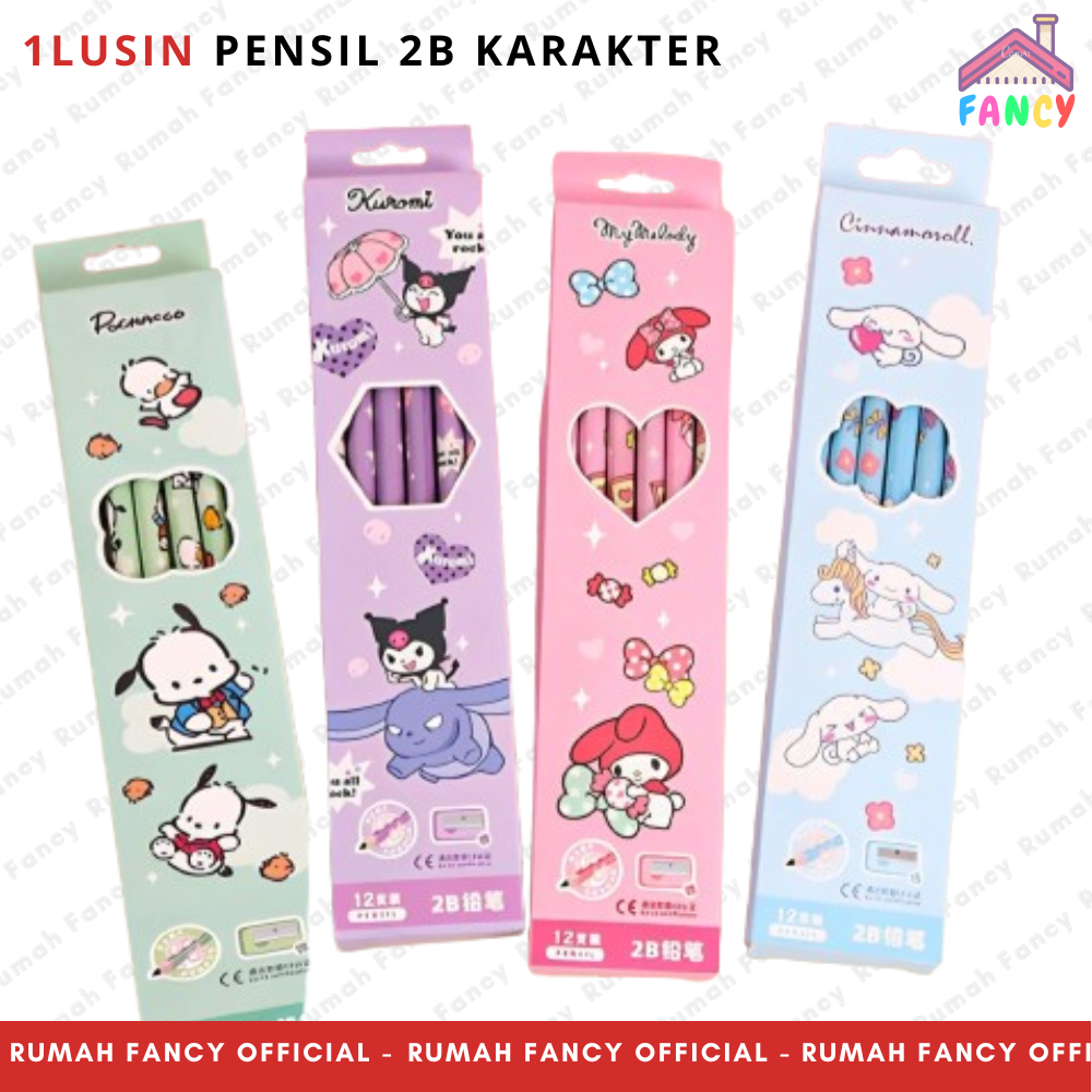 [1 LUSIN] Pensil HB/2B Motif Kartun SNR Series KUROmoi Melodi Pompurin Cinnamon JX 6603 ISI 12 PCS