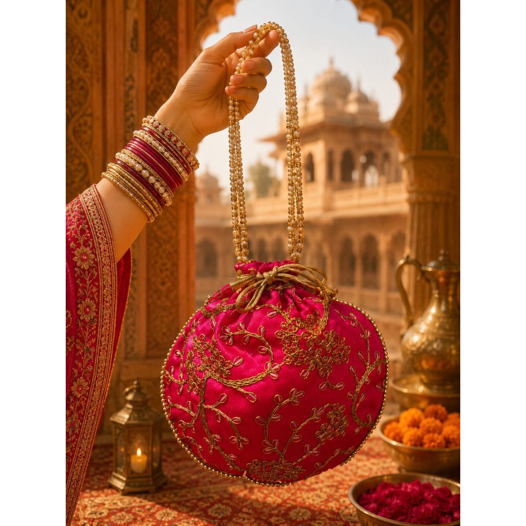 Tas Potli India Bordir Mewah Handmade Jaipur Wedding Bag Ethnic Wanita