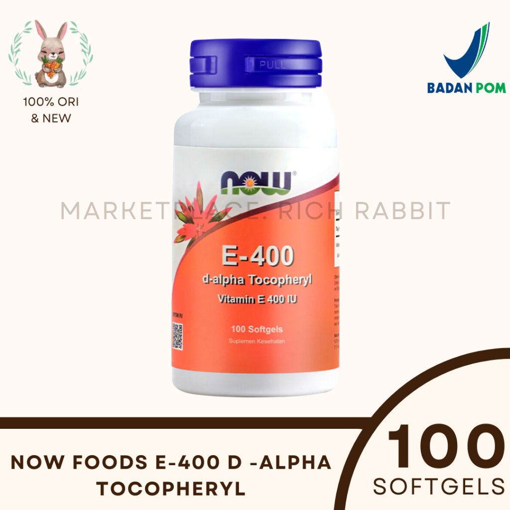 Now Foods Vitamin E 400 d-alpha Tocopheryl Antioxidant Protection 400 iu E-400 Rich Rabbit 100% ORI 