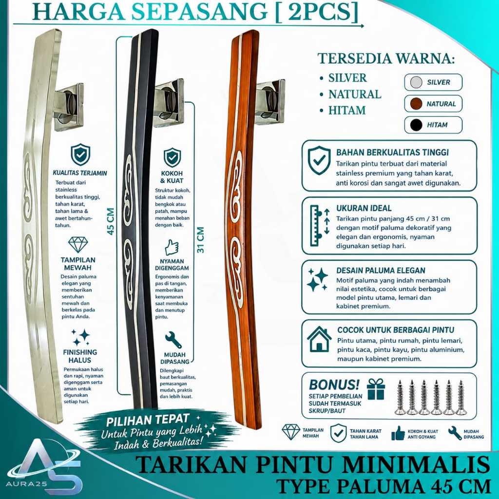 Tarikan Pintu Minimalis PALUMA 45cm / Pull Handle Tarikan Pintu Utama/Kupu Tarung