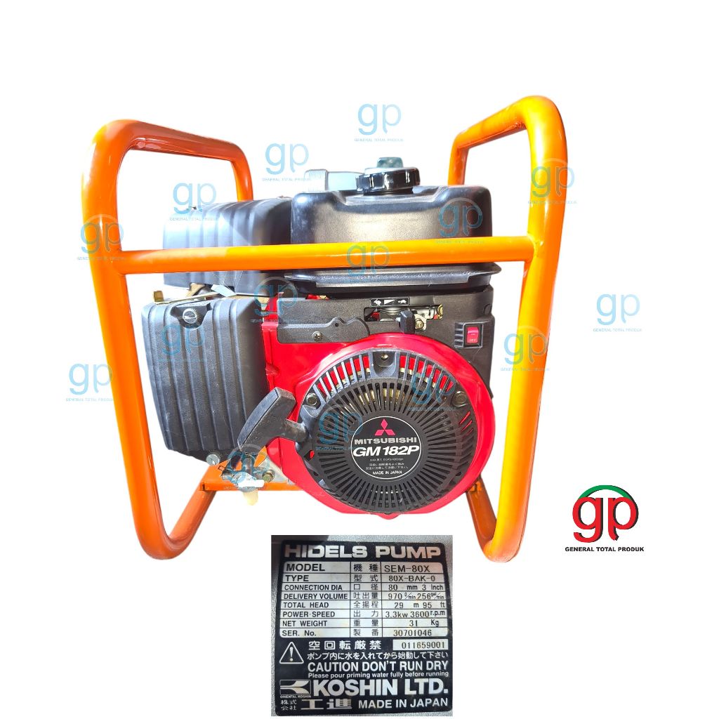 POMPA AIR 3" KOSHIN MADE IN JAPAN POMPA KOLAM 3INCH ENGINE MITSUBISHI POMPA SAWAH SEM80X 3 INCH POMP