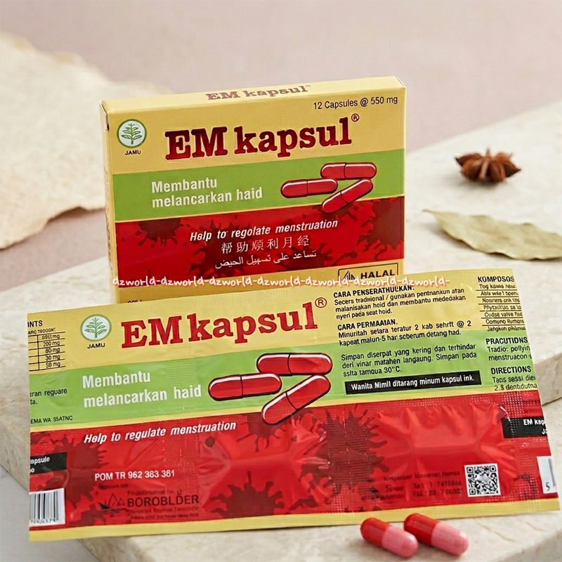 EM Kapsul 12kapsul EmKapsul Obat Lancar Haid Menstruasi Telat Mens Eem Kapsul Melancarkan Haid E M