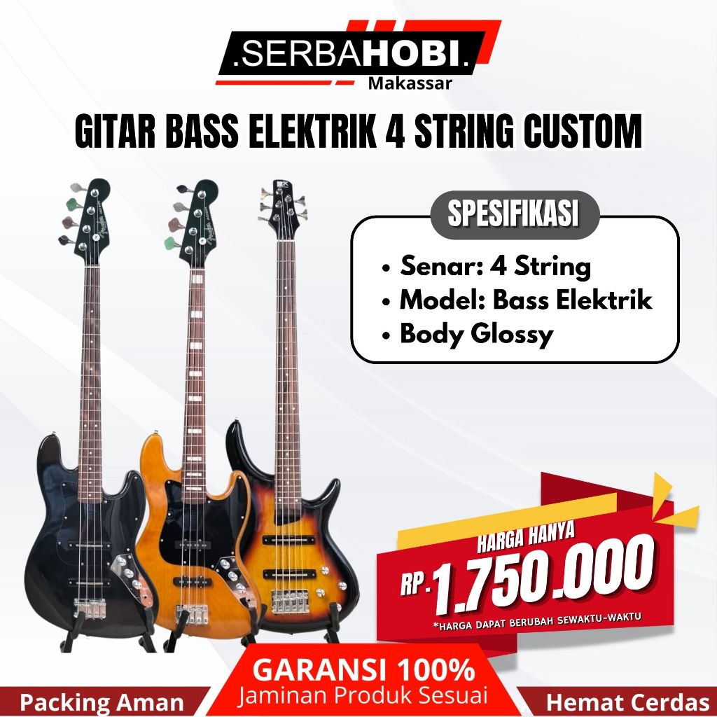 GITAR BASS ELEKTRIK CUSTOM / GITAR BASS FENDER / MUSICMAN / SDGR MURAH