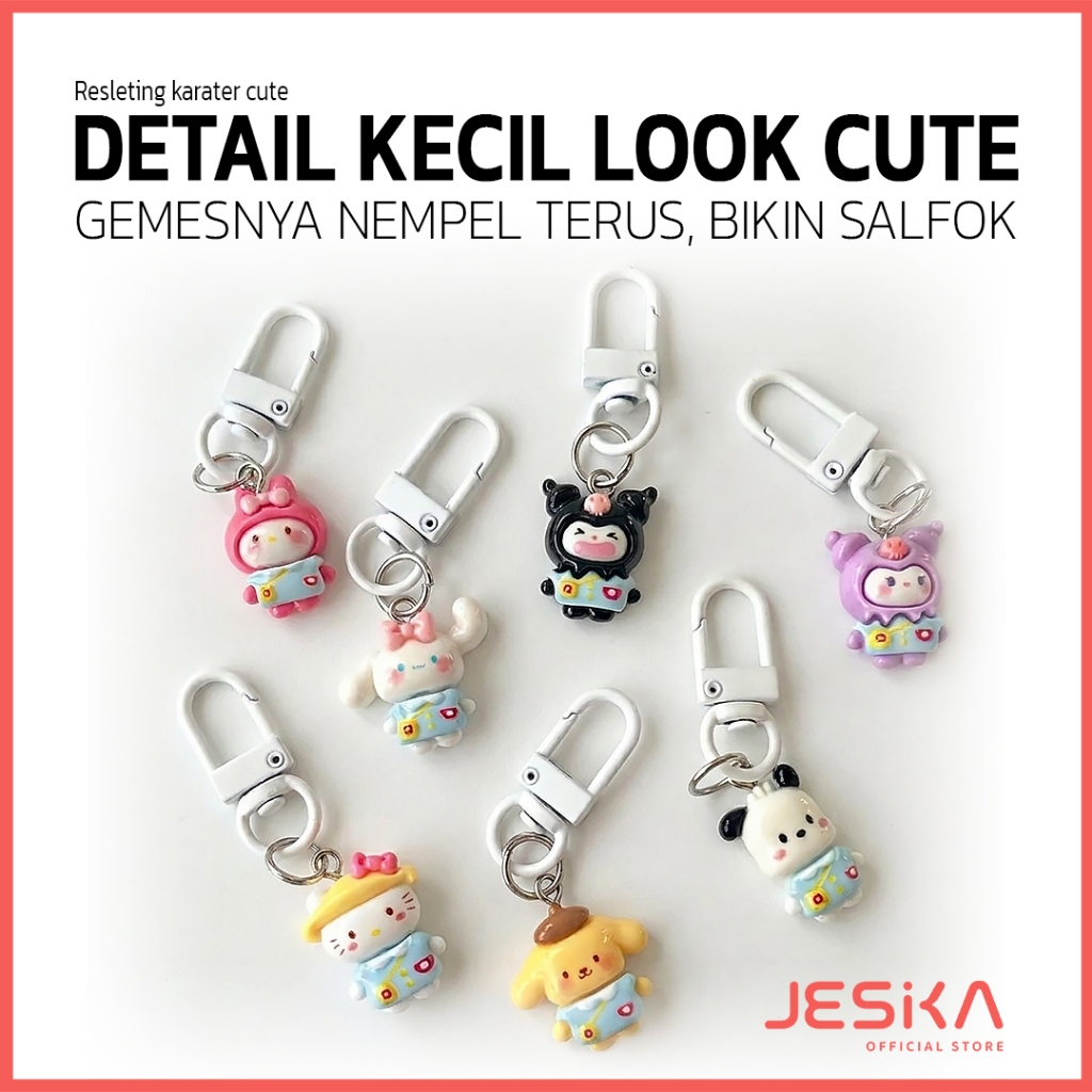 Resleting serbaguna multifungsi karakter boneka kuromi sanrio pin kwarna warni resin tas lucu imut u