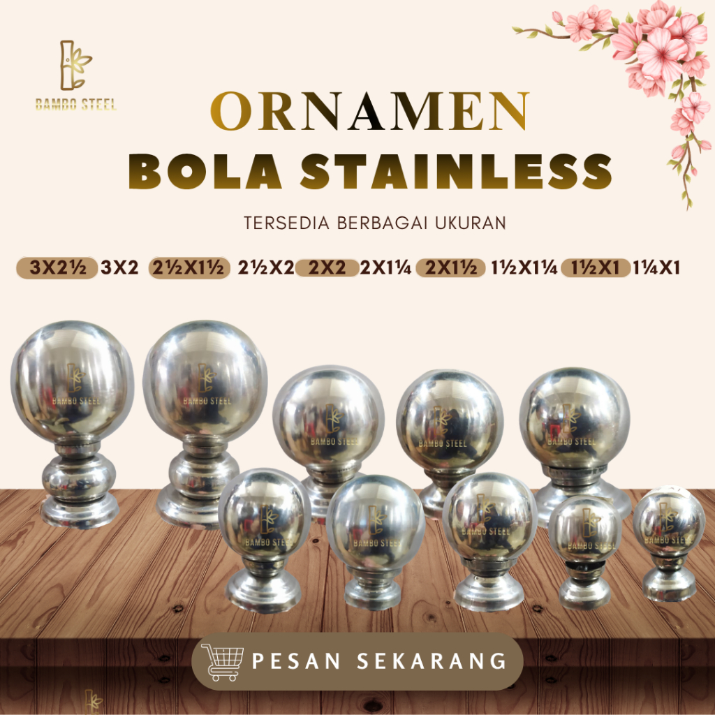 1 Mahkota Bola Stainless Steel Ornamen Bola Stainless Aksesoris Pagar Stainless Ornamen Aksesoris Pa