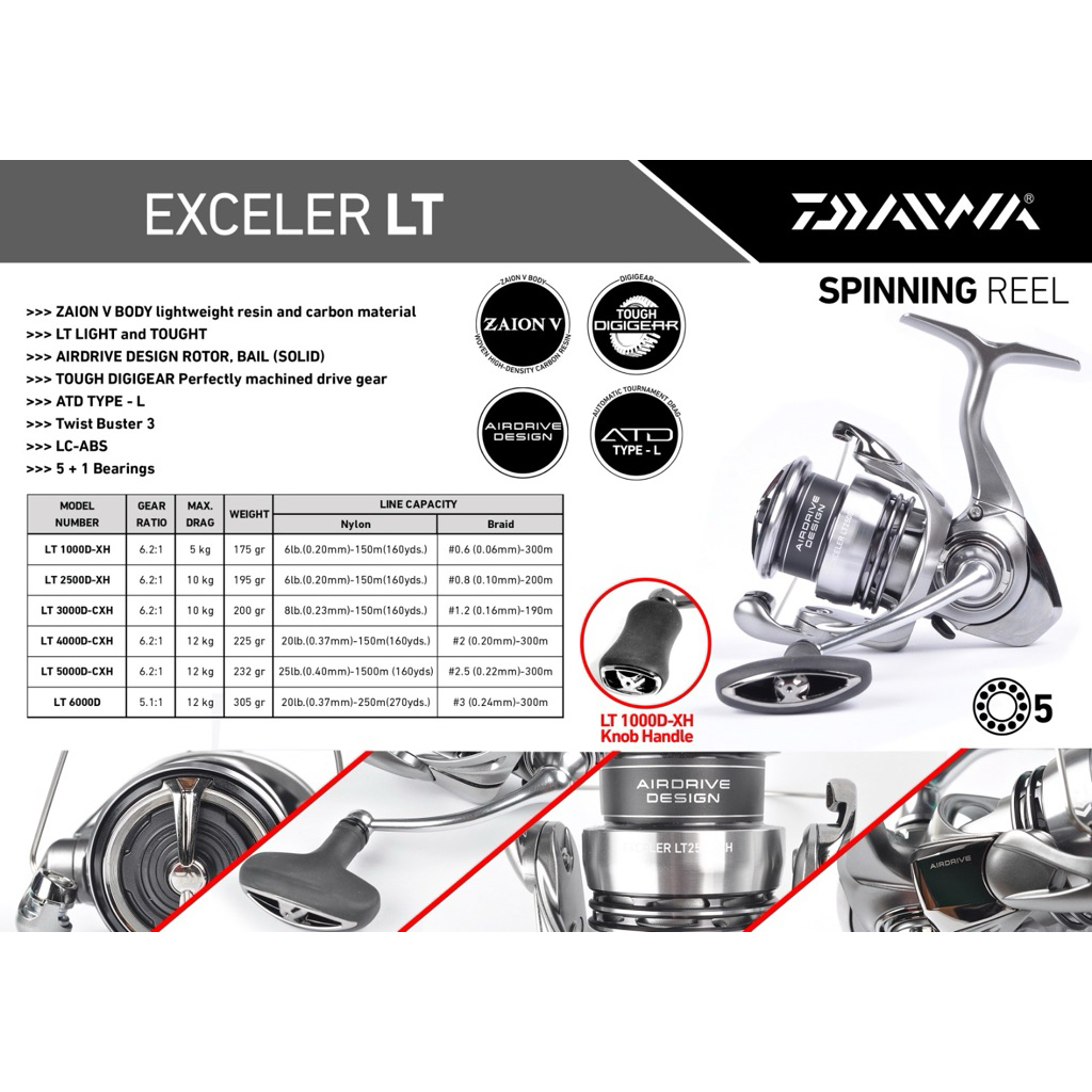 REEL SPINNING DAIWA EXCELER LT 2500XH - 3000CXH