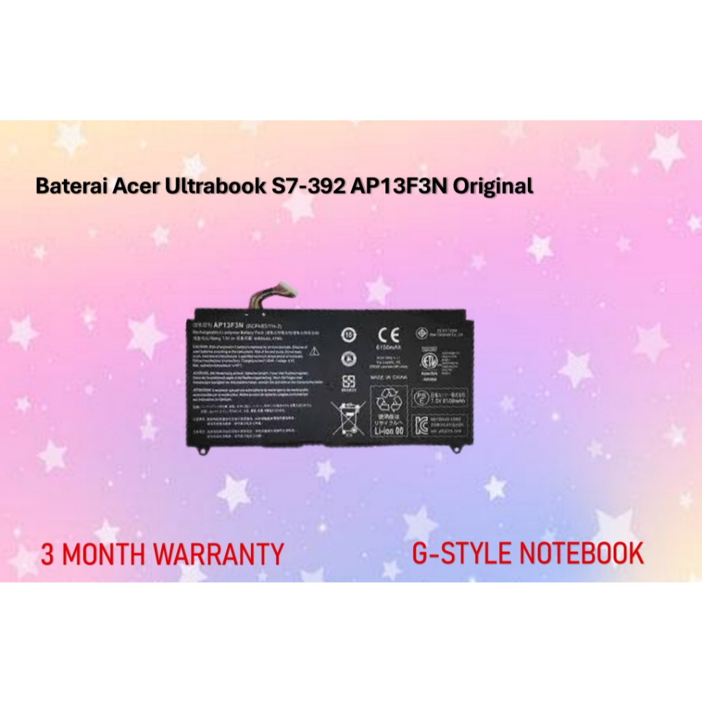 Baterai Laptop Acer Ultrabook S7-392 AP13F3N Original