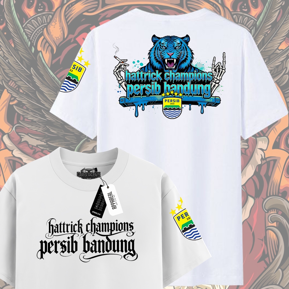 kaos distro ori persib hattrick champions juara 2025-2026 katun premium unisex dewasa lengan pendek