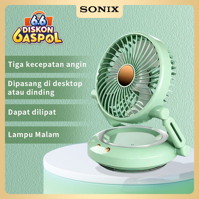 Sonix SF02 Kipas Angin Portable Kipas Angin Portable Cas Tidak Berisik Putar 90° Kipas Desktop Yang 
