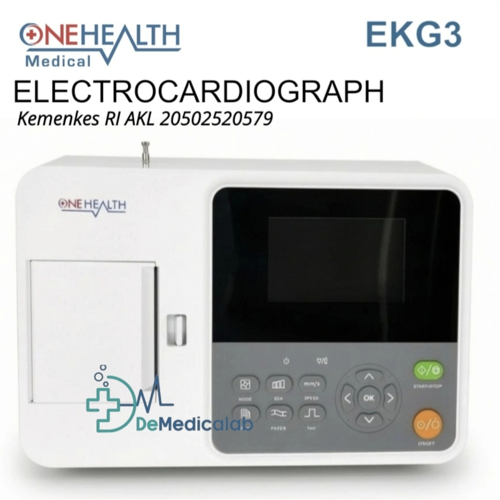 Electrocardiograph EKG 3 Channel Interpretasi Onehealth / Alat Rekam Jantung Mesin ECG 3 Channel