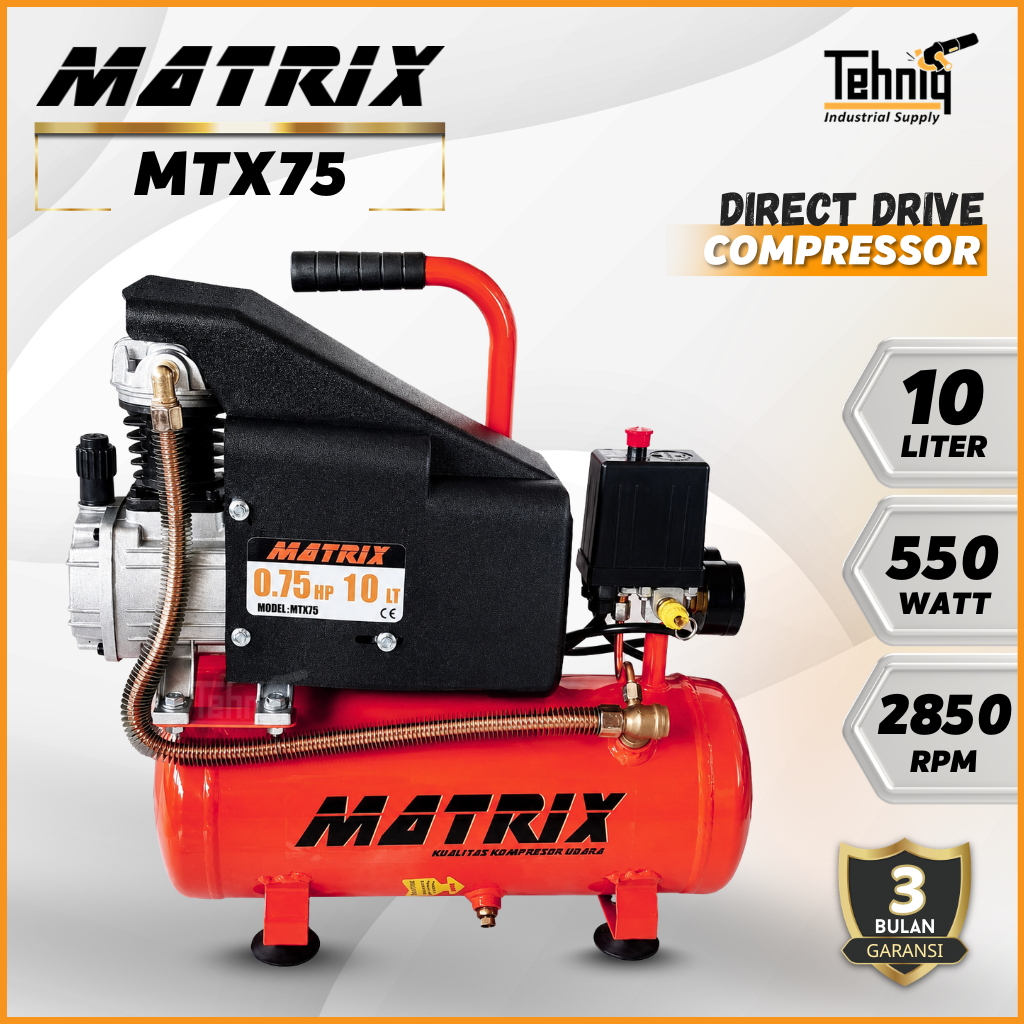 MATRIX MTX75 Air Compressor Portable 3/4 HP 10 Liter Kompresor Angin Listrik Direct Driven