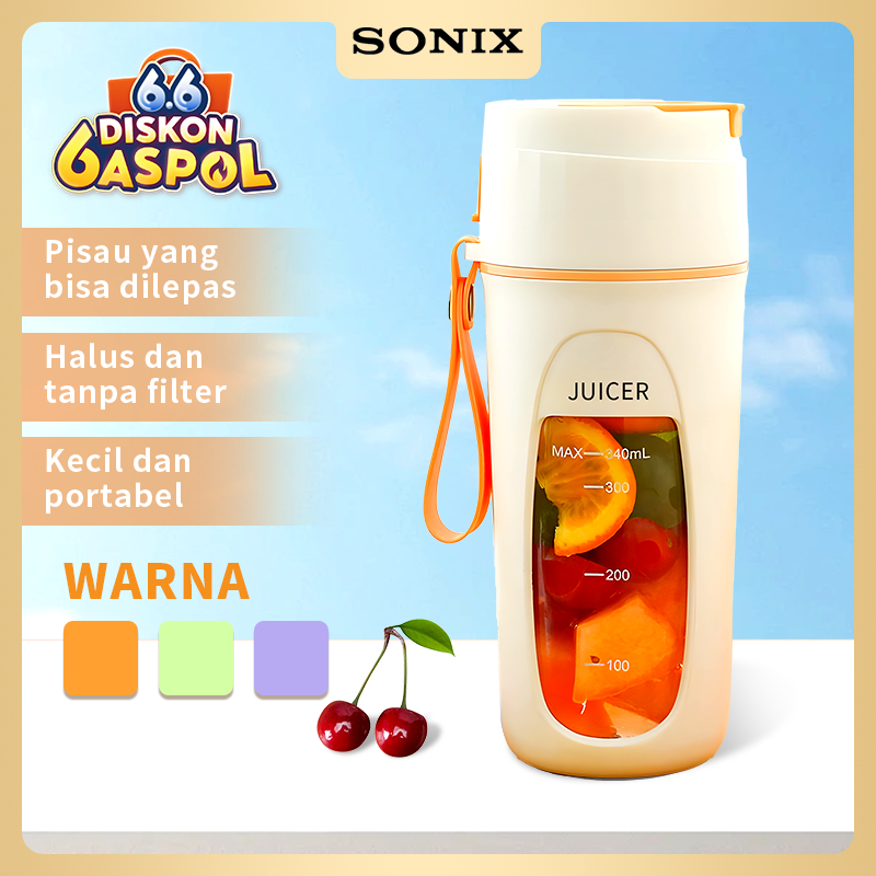 Sonix Basic Portable Mini Juice Cup SJC01 Blender Juicer Portable Usb Rechargeable Ice Crusher 400ML