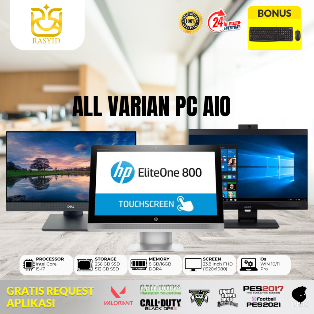 PC ALL IN ONE Intel Core i7/i5 Ram 8gb SSD 256gb ALL Varian Original Bergaransi