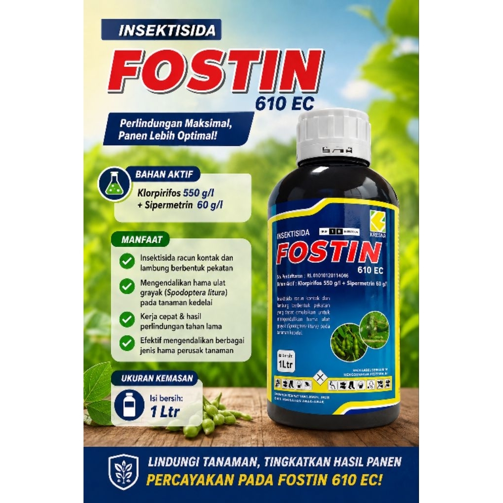( 1 liter ) Insektisida FOSTIN 1 liter basmi hama kutu, ulat dan serangga pengganggu lainnya pada se