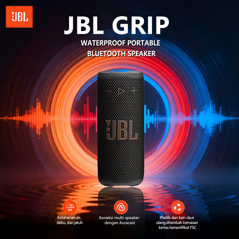 JBL Grip Speaker Bluetooth Portabel Ringkas Dengan JBL Pro Sound Yang Mantap Dan Cahaya Ambiens Blue