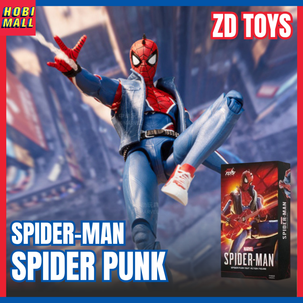 Action Figure ZD Toys Spider Man Spider Punk PS4 Games Suit Original 1:10 Scale 18cm