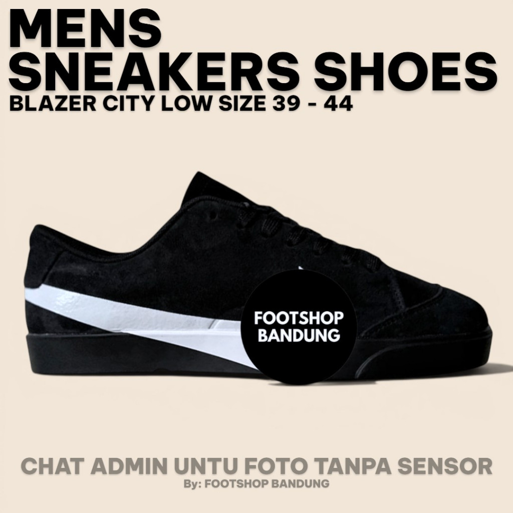 Sepatu Sneakers Casual Pria Blazer City Low Black WHite Suede Size 39 - 44 100% BRAND NEW