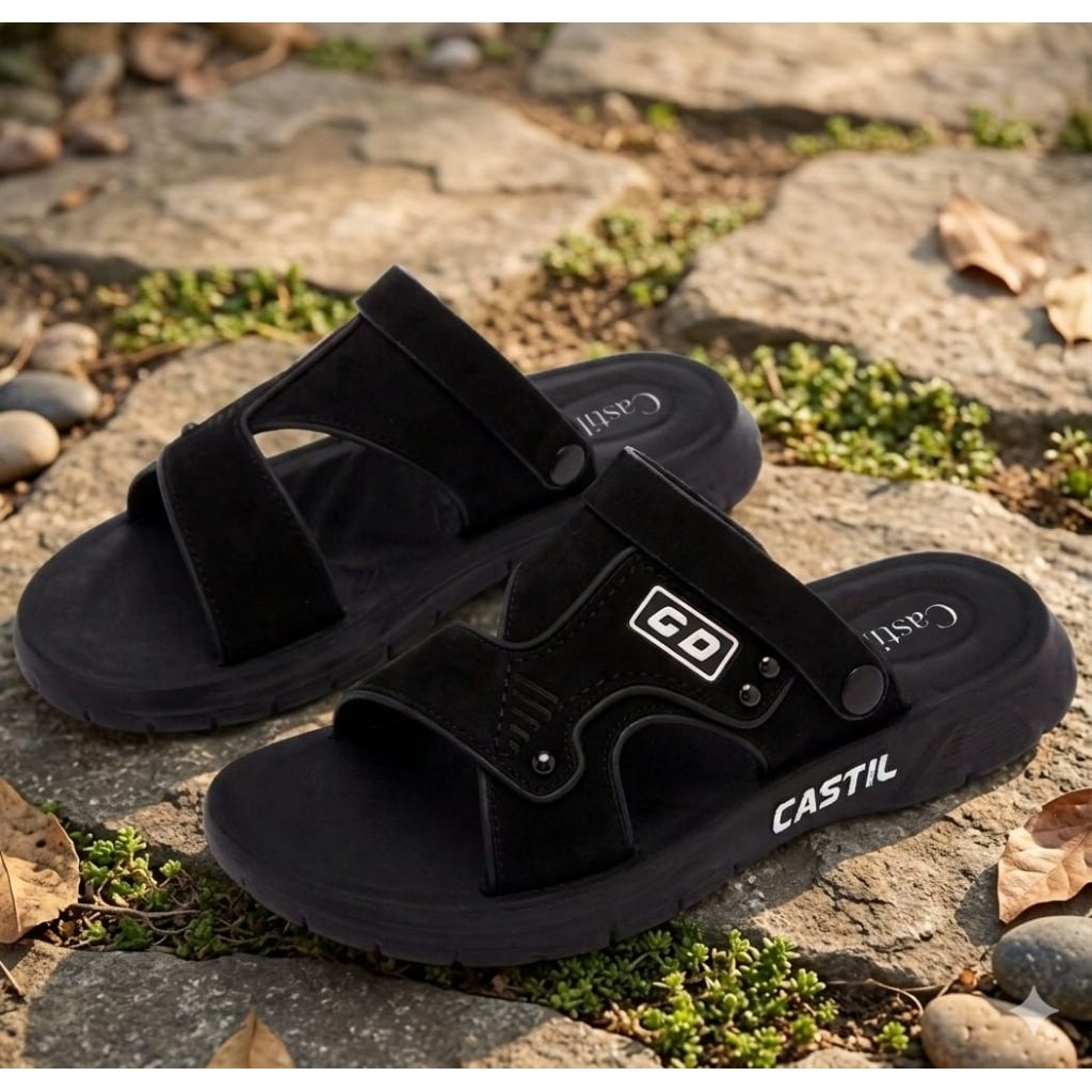 sandal selop pria kasual mewah sandal distro kekinian sandal CASTIL original selop