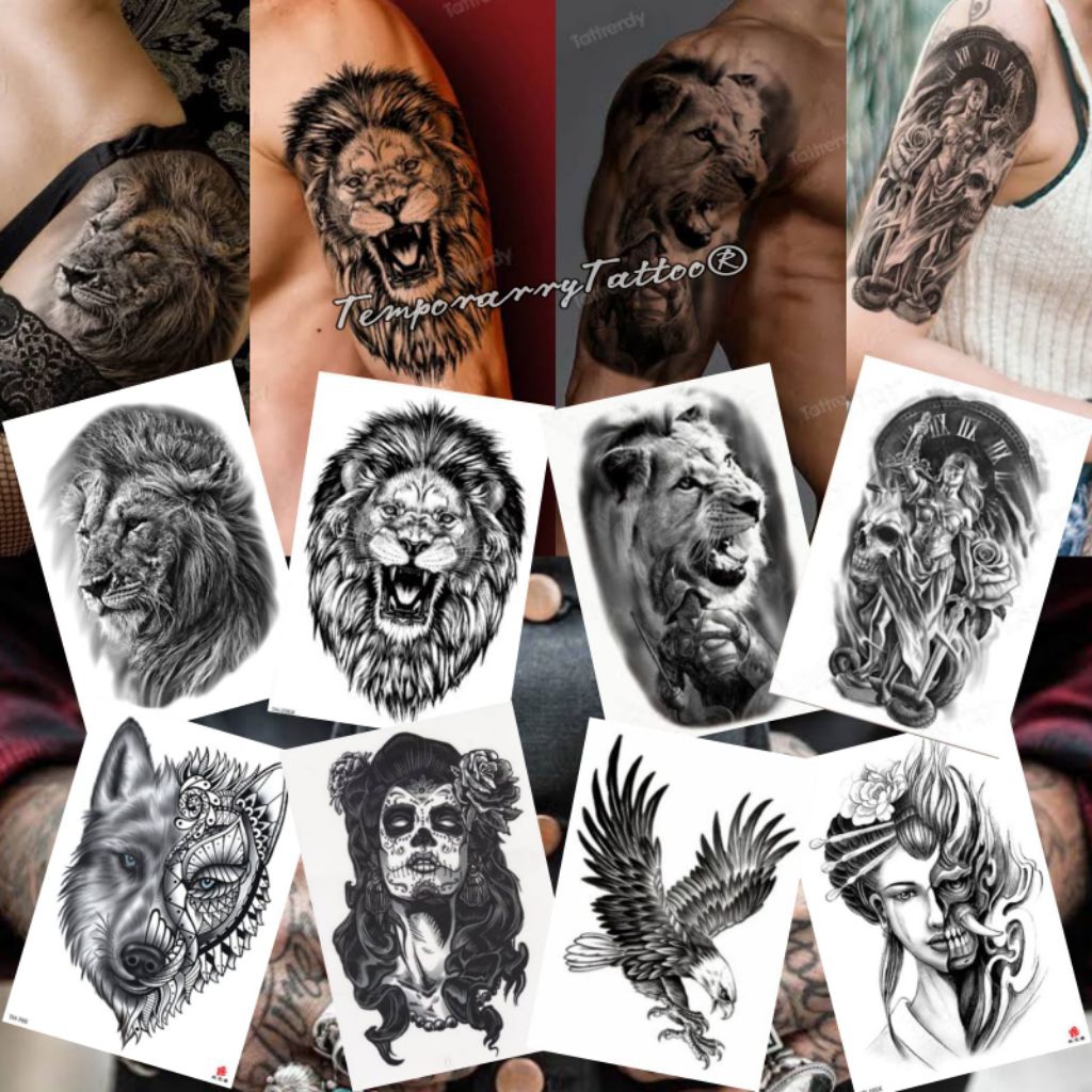 Tato Temporer 3D Ukuran Setengah Tangan, Motif Animal