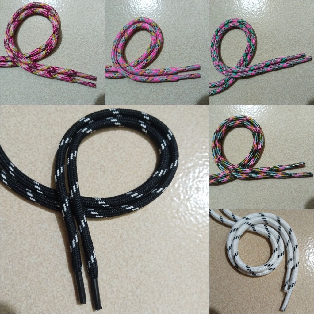 Tali sepatu motif ukuran 6mm, ujung mika/plastik