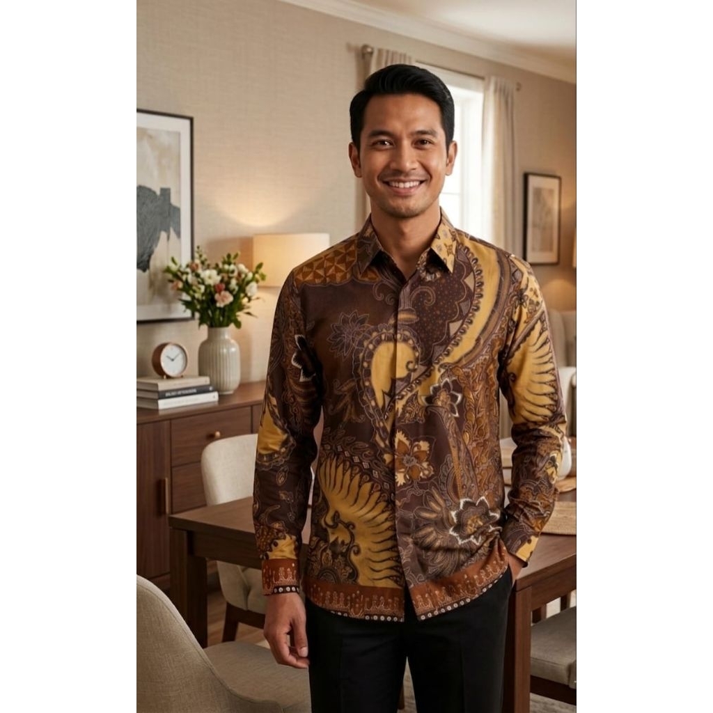 Baju batik pria non puring bahan katun