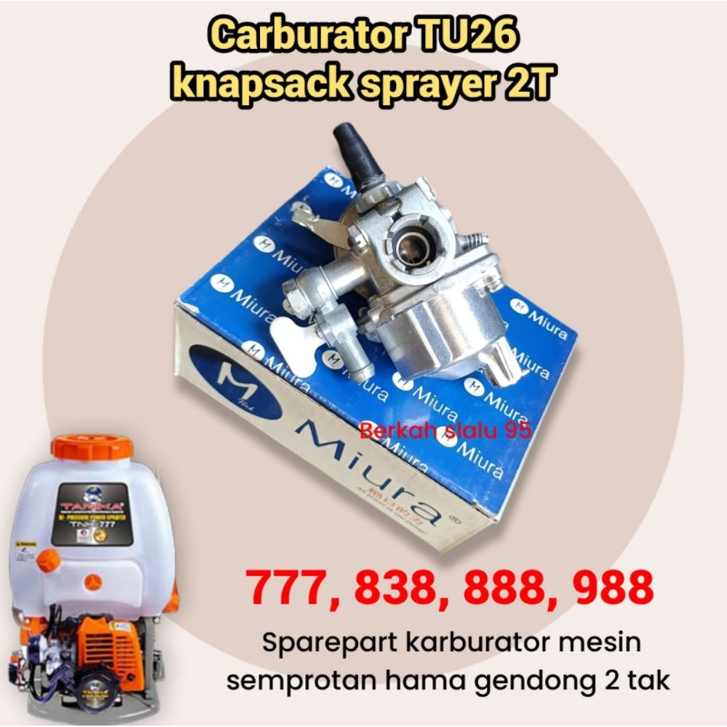 Carburator assy TU26 777 838 888 knapsack sprayer semprotan hama 2 TAK - gendong - karburator