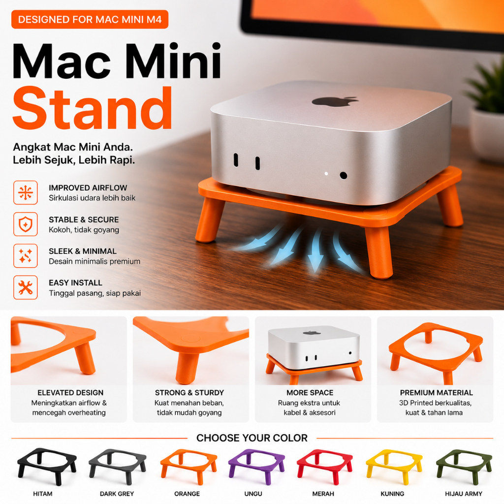 Dudukan Mac Mini M4 Mac Mini Stand Minimalis Desk Setup Aesthetic