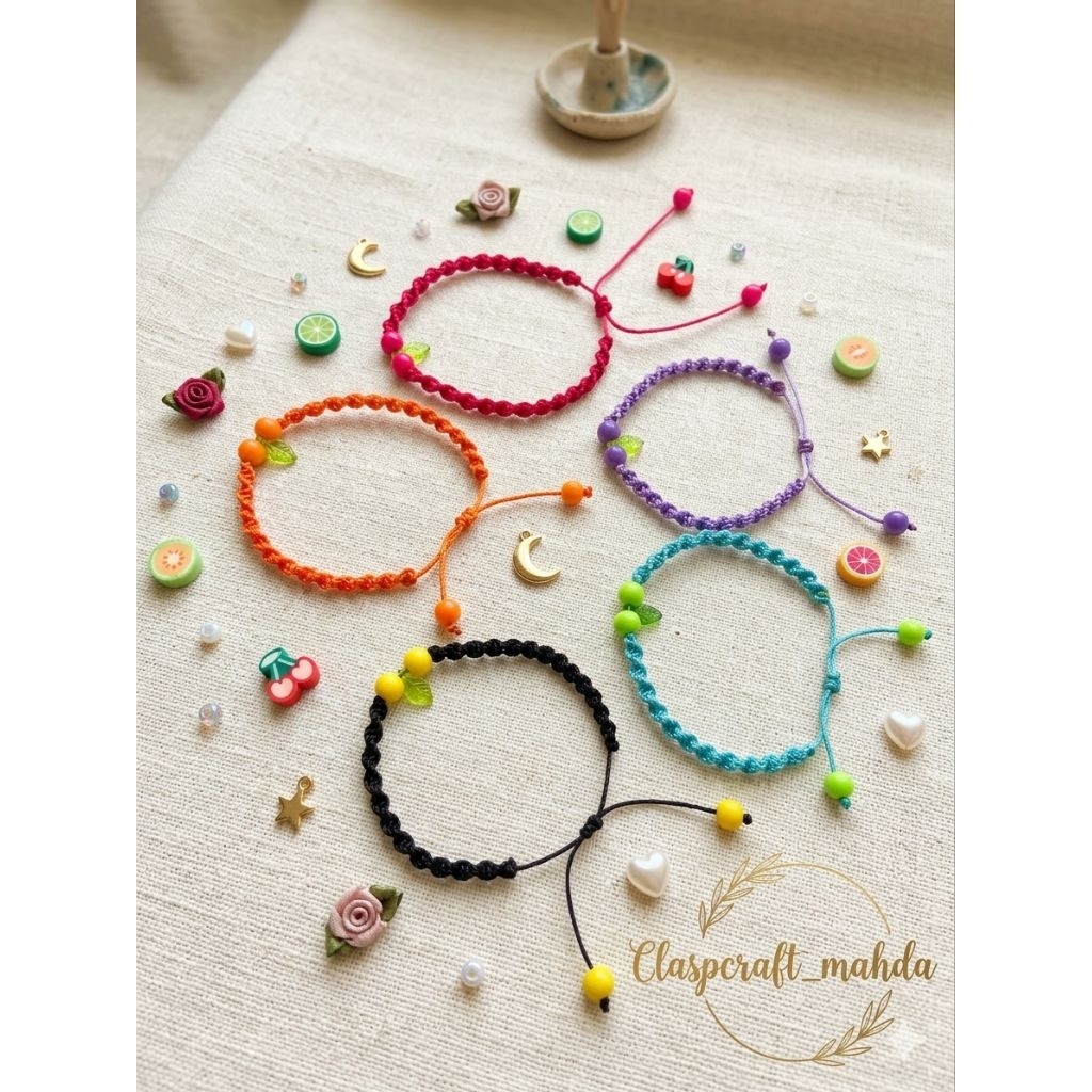 Gelang Cheery Bracelet/Gelang Tali Serut Lucu Aesthetic / Gelang Tangan Karakter Buah Claspcraft_mah