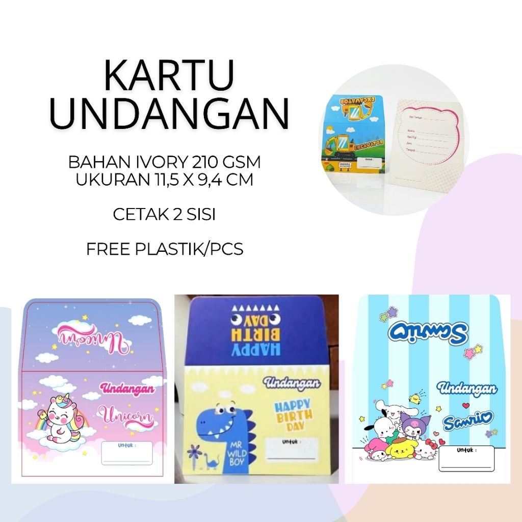 [PB] Undangan Ultah Ulang Tahun Birthday Anak Pesta Party Card Invitation Boy Girl Excavator Astrono