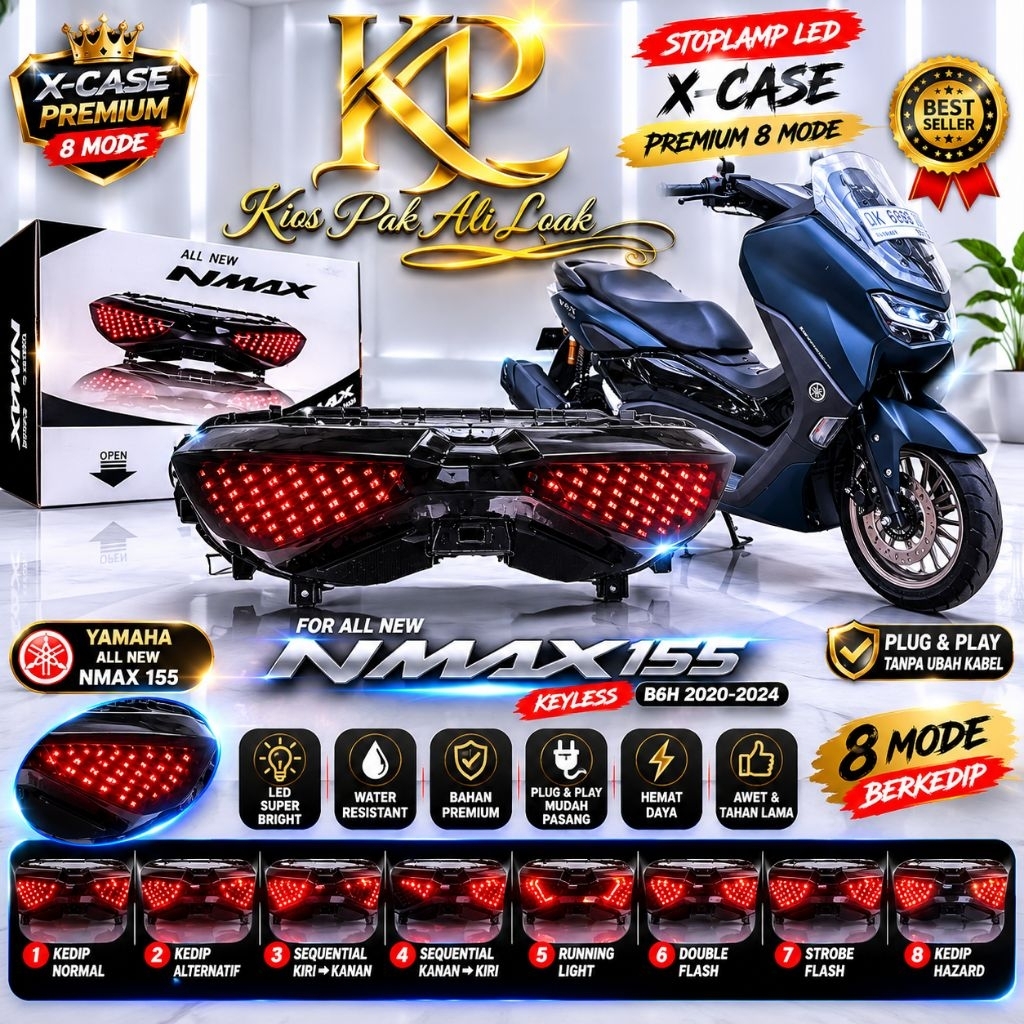Stoplamp X-CASE PREMIUM 8 Mode Yamaha NMAX 155 Keyless B6H 2020-2024 Original Bekas Copotan Mulus Be