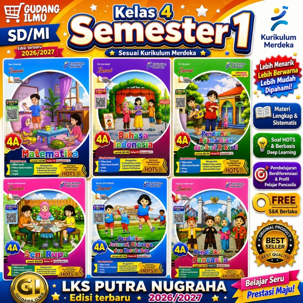 LKS SD/MI Kelas 4 Semester 1 kurikulum merdeka 4a l putra nugraha l mtk pkn bahasa indonesia jawa in