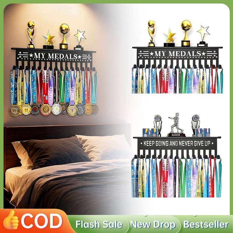 Tempat Piala Dinding Rak Piala Gantung Rak Piala Dinding Tempel Aesthetic Rak Display Kait Logam Ser