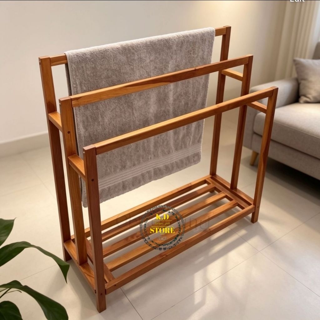 JEMURAN HANDUK PREMIUM JATI Serbaguna Jemuran handuk indoor Rak Jemuran Handuk Pakaian Sepatu Jemura