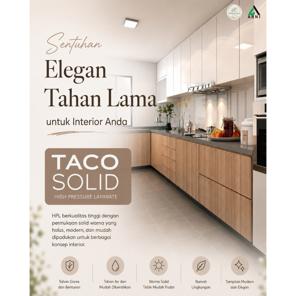 TACO HPL Solid Kode AA / Pelapis Furniture Interior - Warna Solid